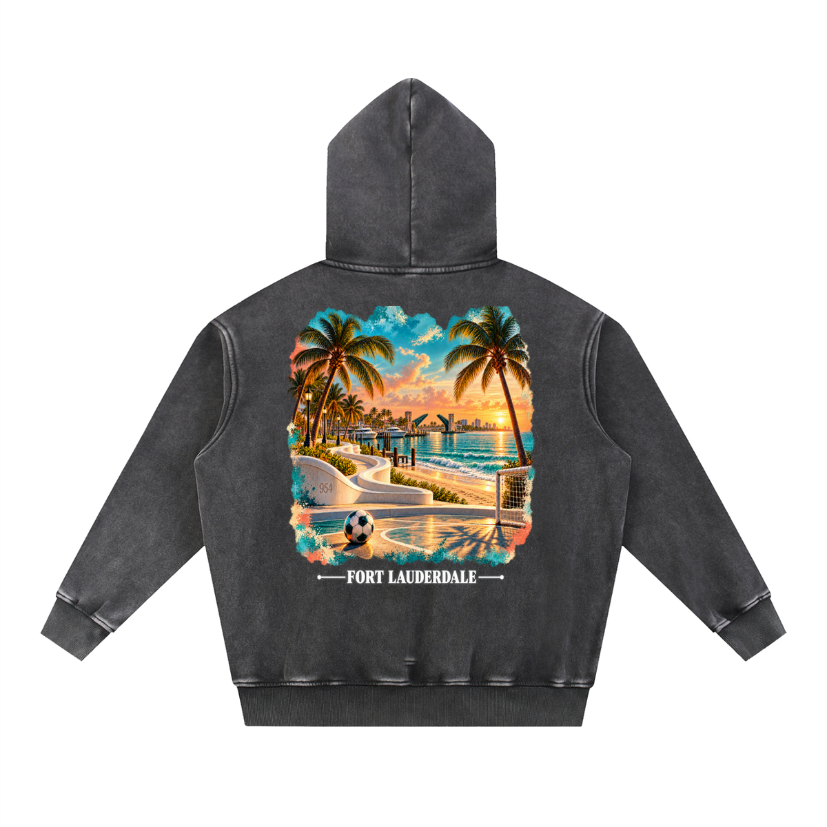Fort Lauderdale Snow Wash Fleece Oversize Hoodie