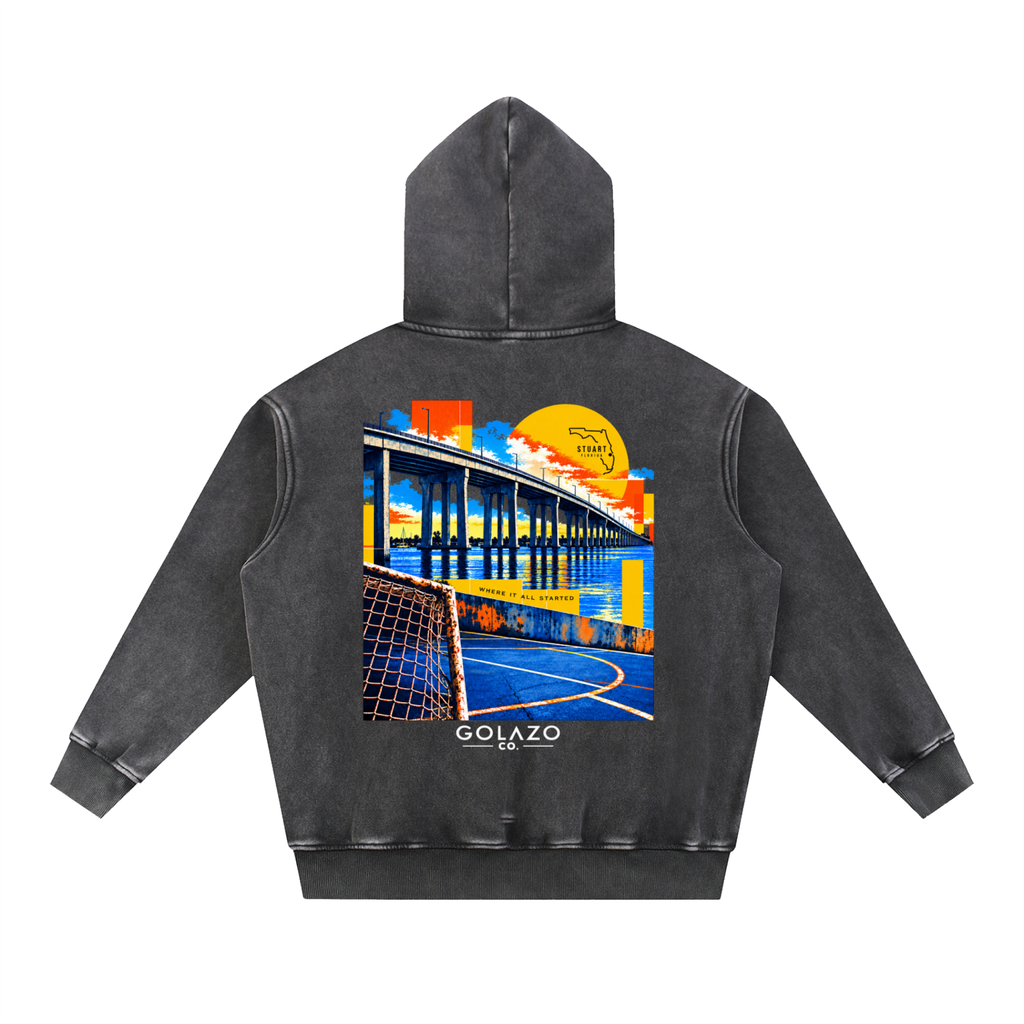 Stuart Snow Wash Fleece Oversize Hoodie
