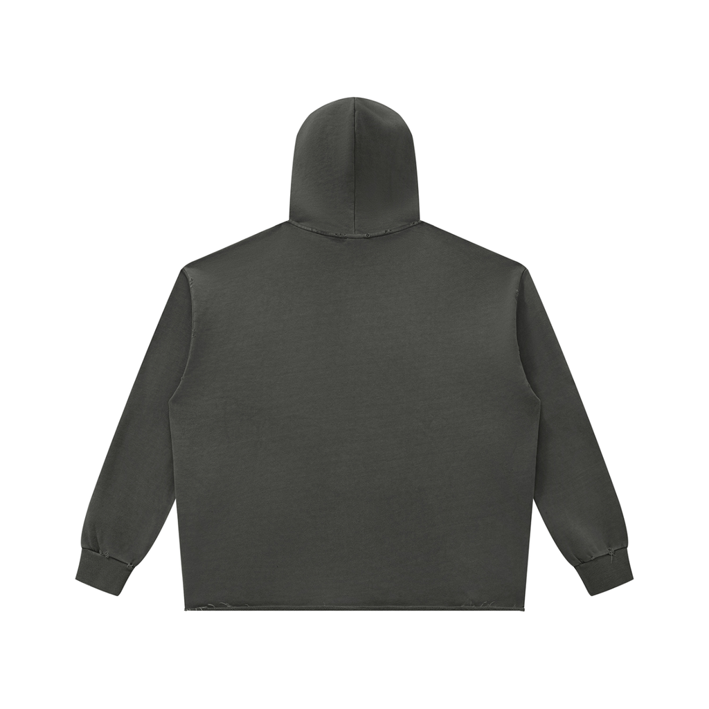 Dark Match Hoodie Set Unisex Vintage Wash Raw Edge Hoodie