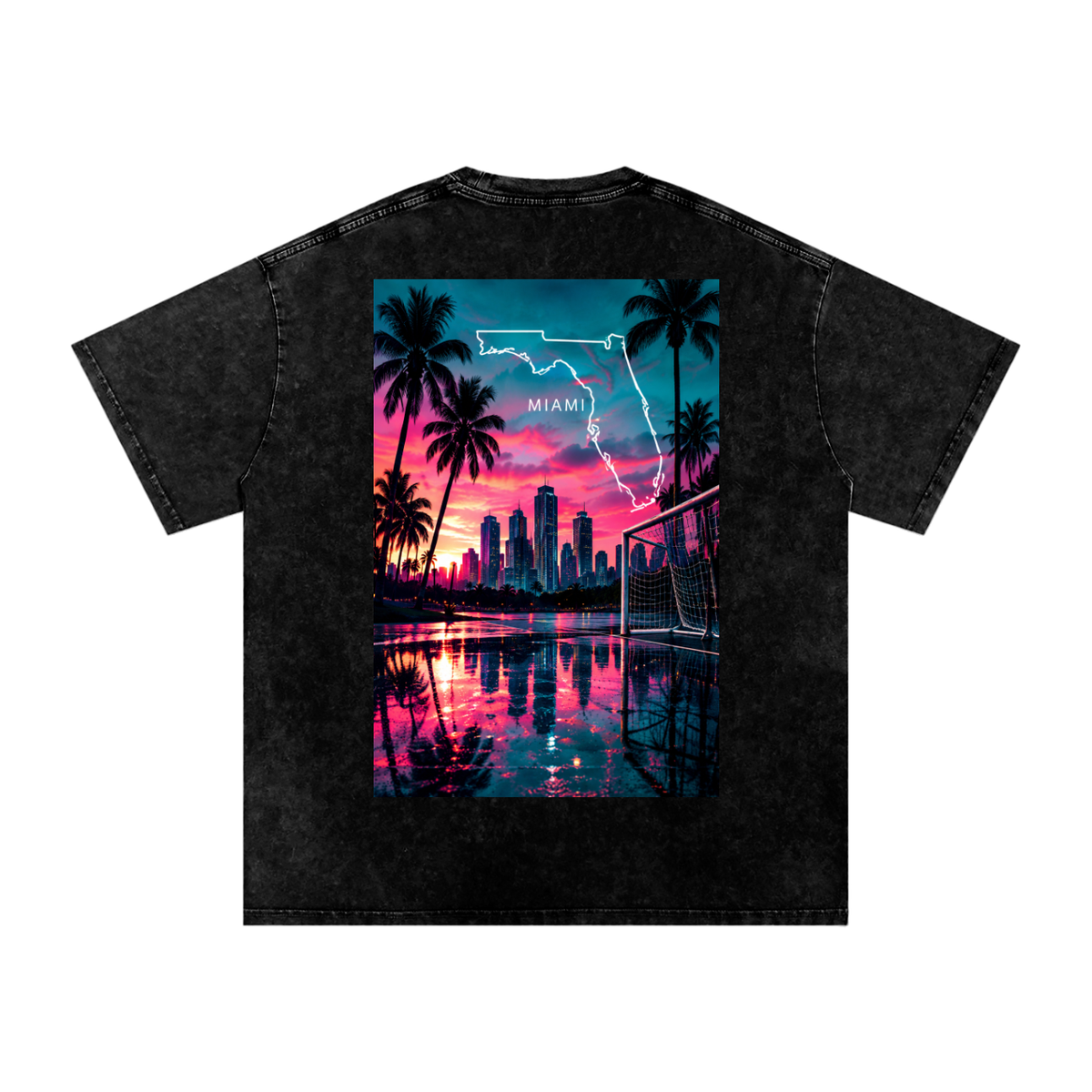 Miami Florida Snow Washed Oversized Cotton T-Shirt